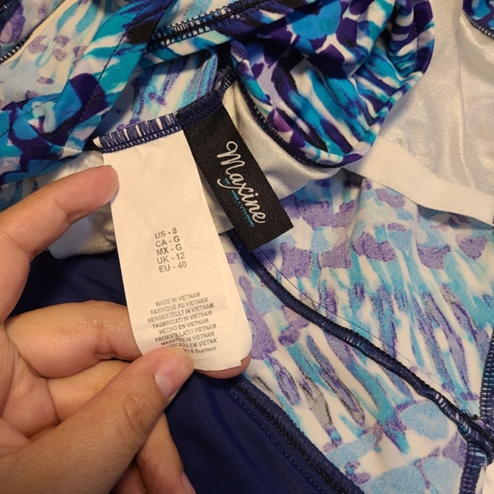 Maxine Of Hollywood WOMENS SIZE 8 One Piece Swimsuit Dress Lined Nylon Blend - Picture 8 of 9